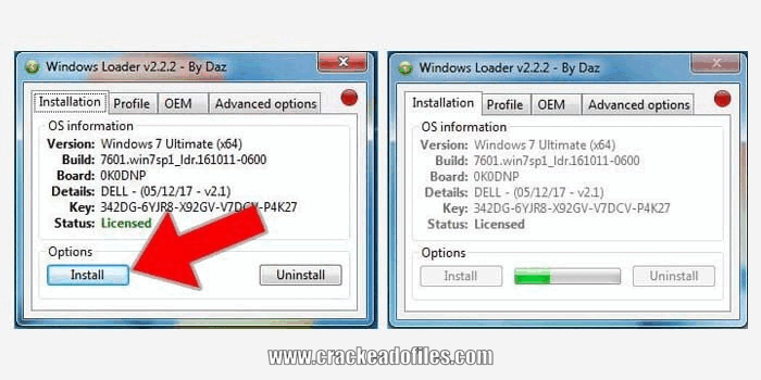 Windows Loader v 2.2.2 installation